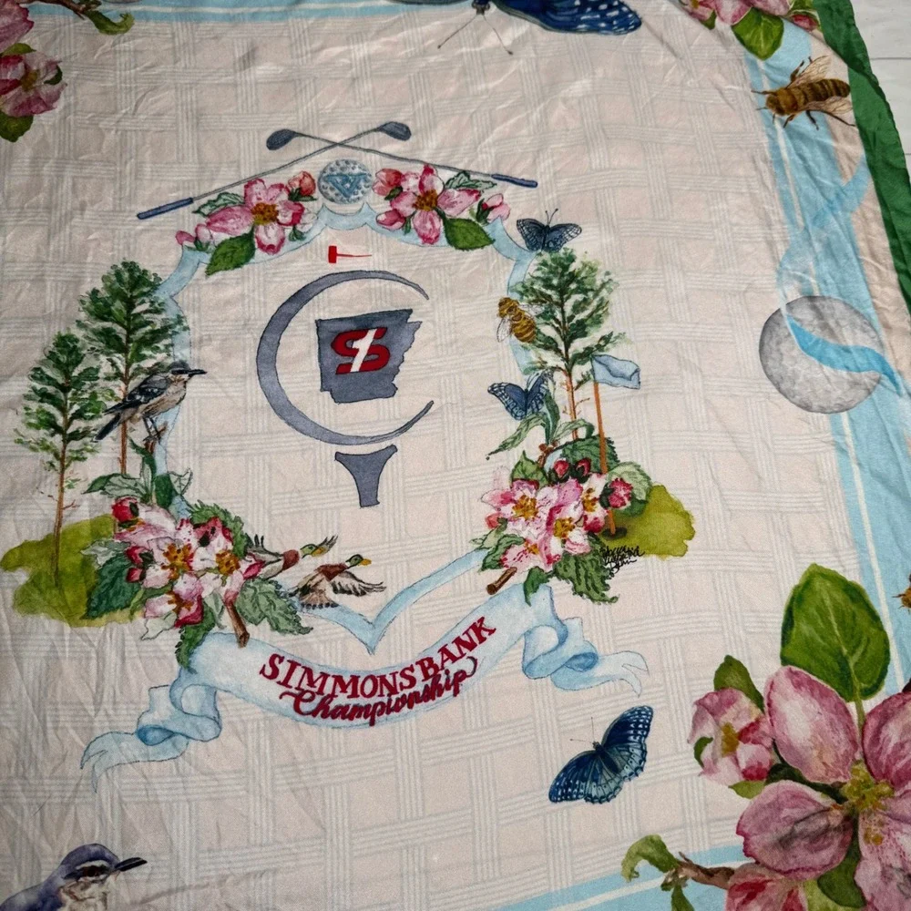 Simmons Bank Championship Golf Arkansas Print Satin Square Scarf Classic Elegant